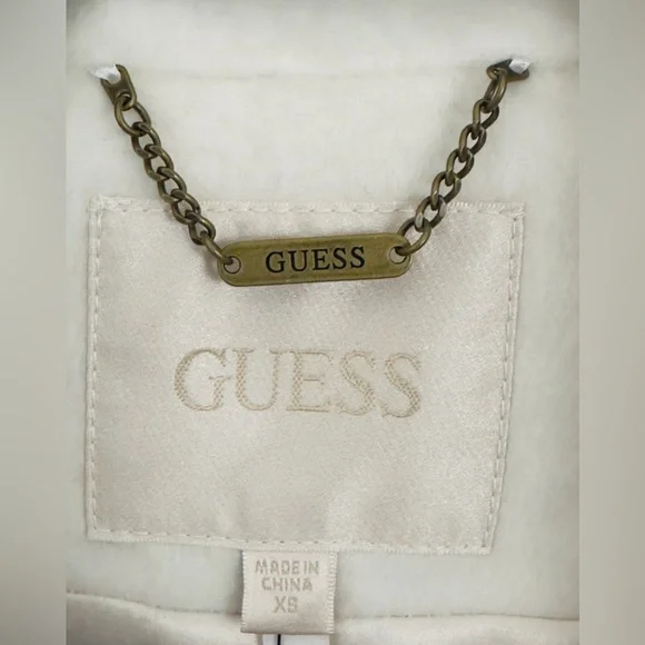 “Guess” - Cream Snow White Belted Trench Coat (Sustainable Wool Garment) NWT - Picture 9 of 15